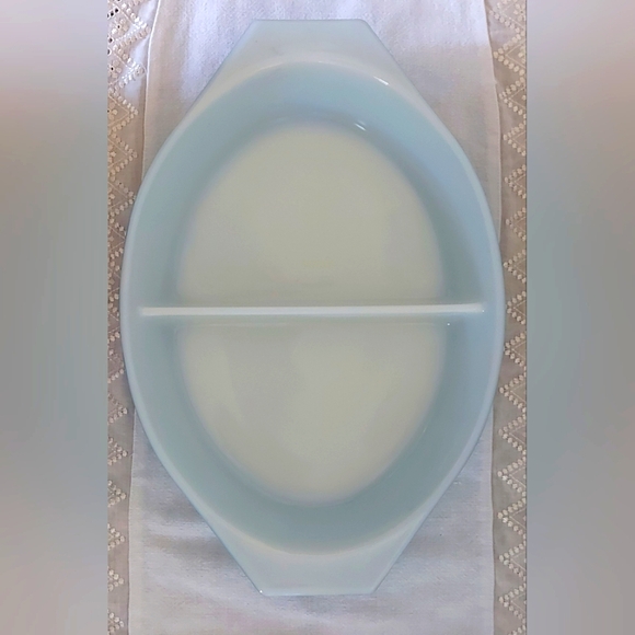 Pyrex Horizon Blue Casserole Dish, Rare Oval Divided Serving Dish - Picture 7 of 7